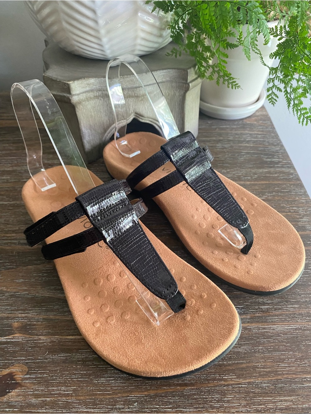 Vionic Elvia Adjustable Slip-on Orthotic Arch Support Sandals Womens 8 Black - Picture 5 of 7